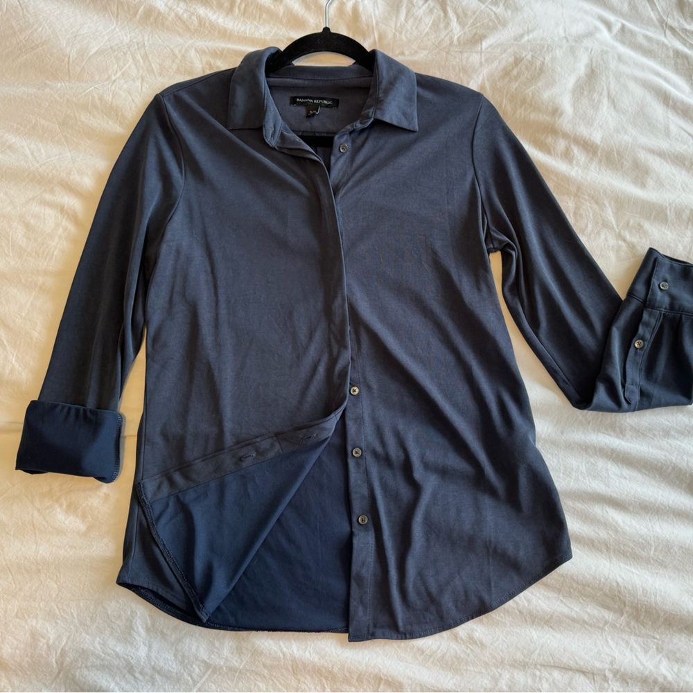 Small Blue BR Button up